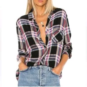 Rails | Hunter Button Down Plaid Top Black Melon Aqua Size Small Womens
